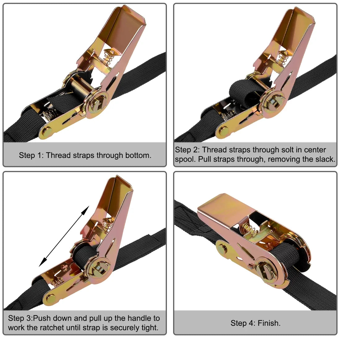 Black Ratchet Tie Down Strap, 2 Pack L768630
