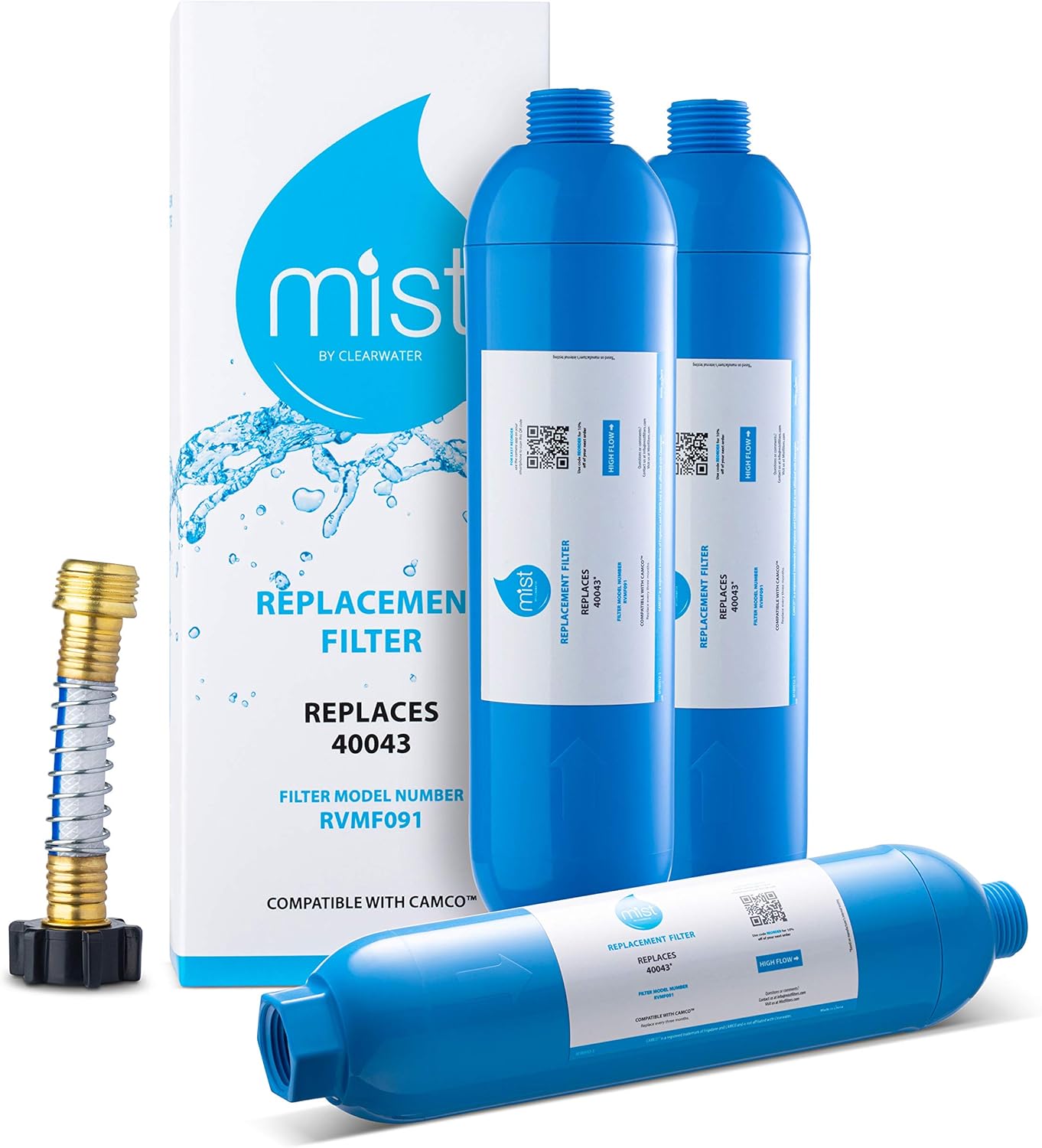 3 Pack RV Inline Water Filter with Flexible Hose Protector K940