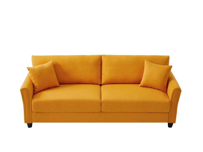 Blue Linen Loveseat Sofa with 2 Pillows W81322