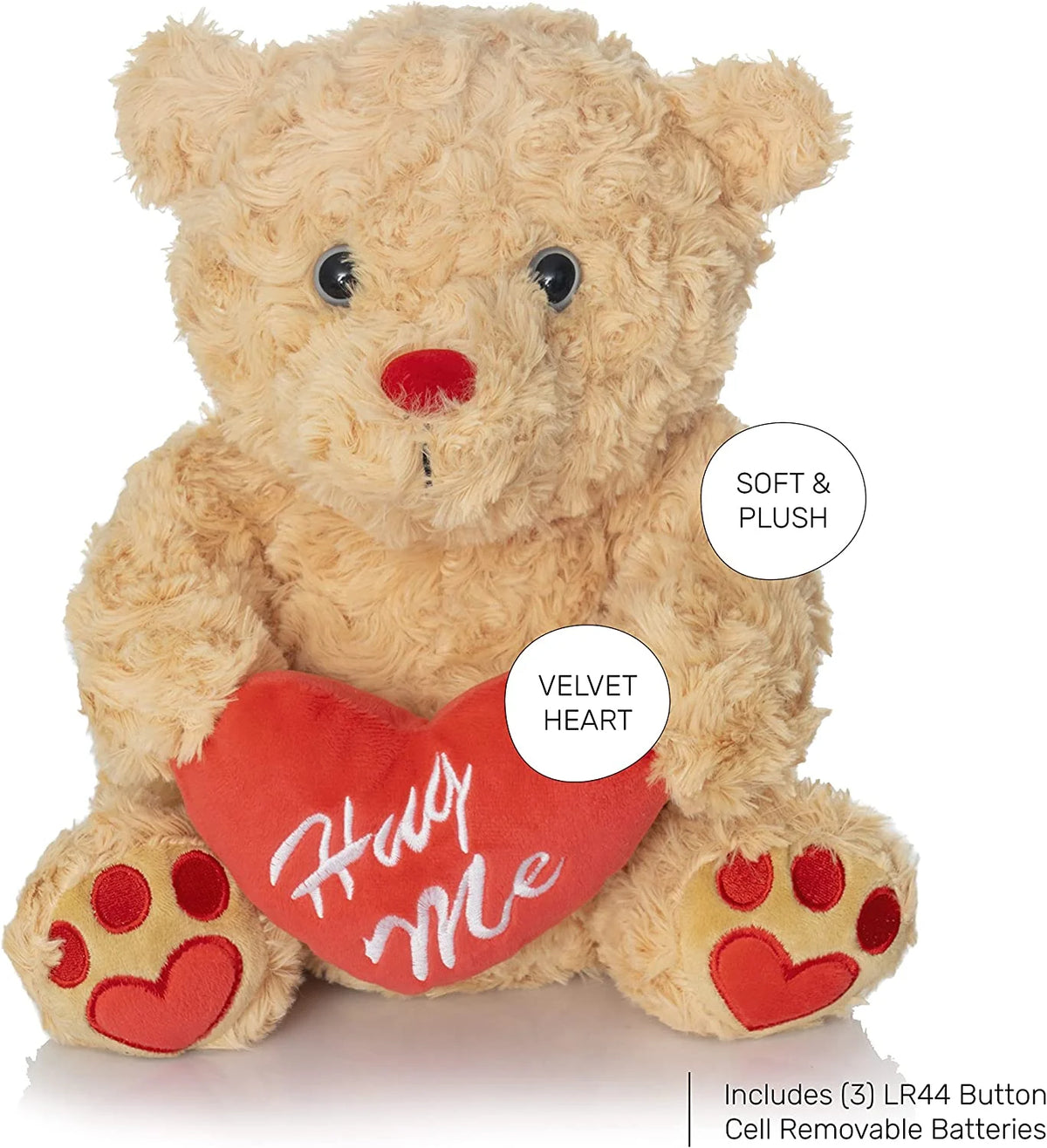 Brown Plush Teddy Bear with Red Hug Me Love Heart Stuffed Animal H140
