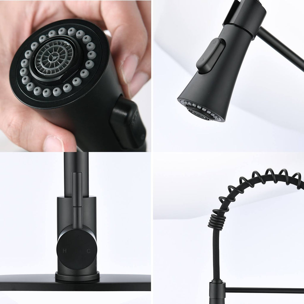 Black Kitchen Sink Faucet with Deck Plate V5947