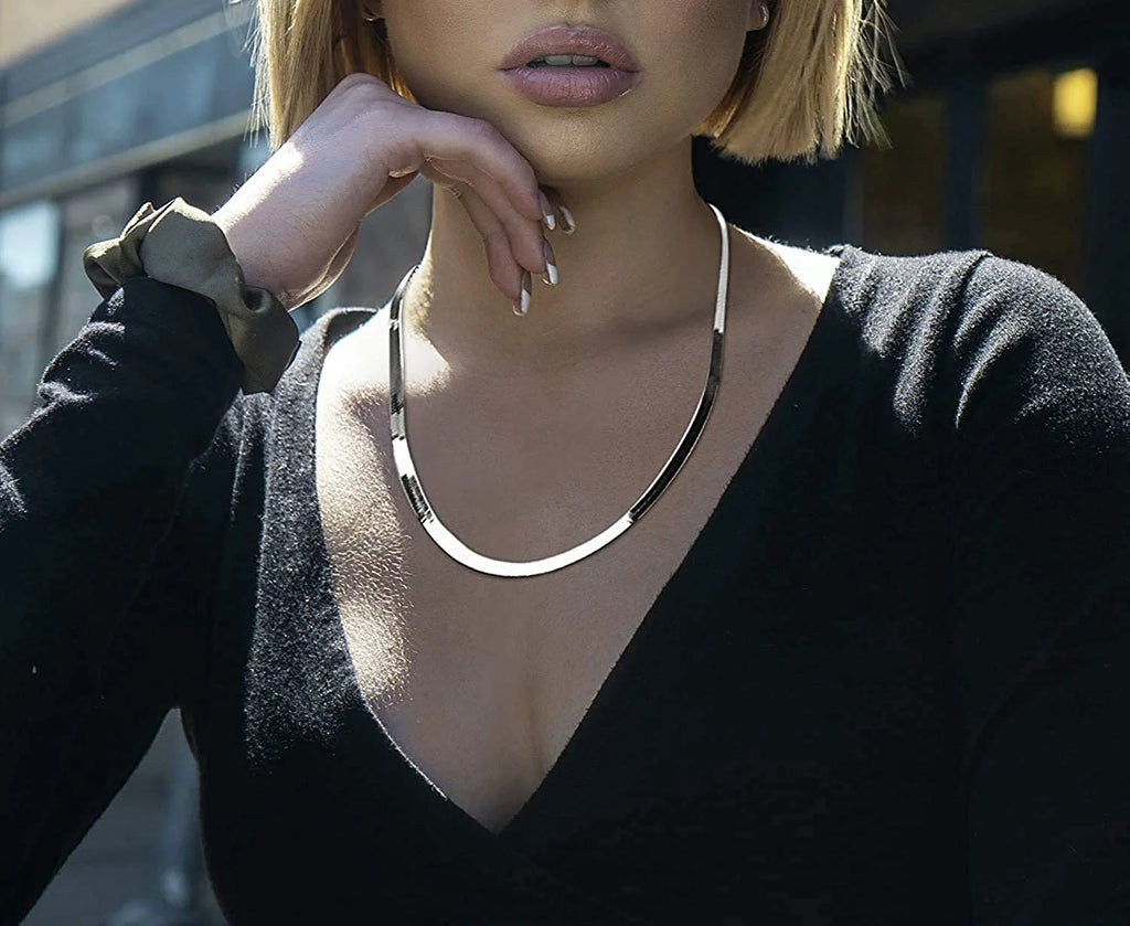 925 Sterling Silver Herringbone Chain Necklace 7mm & 8.5mm X617
