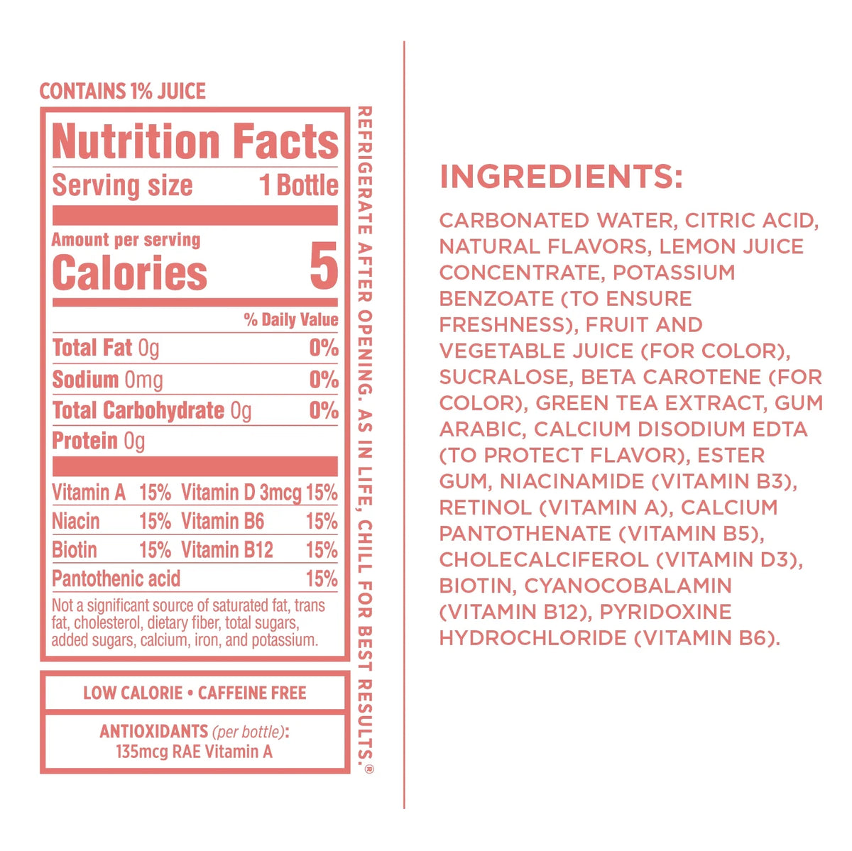 Strawberry Lemonade Sparkling Water 17 Fl Oz, Pack of 12 D195