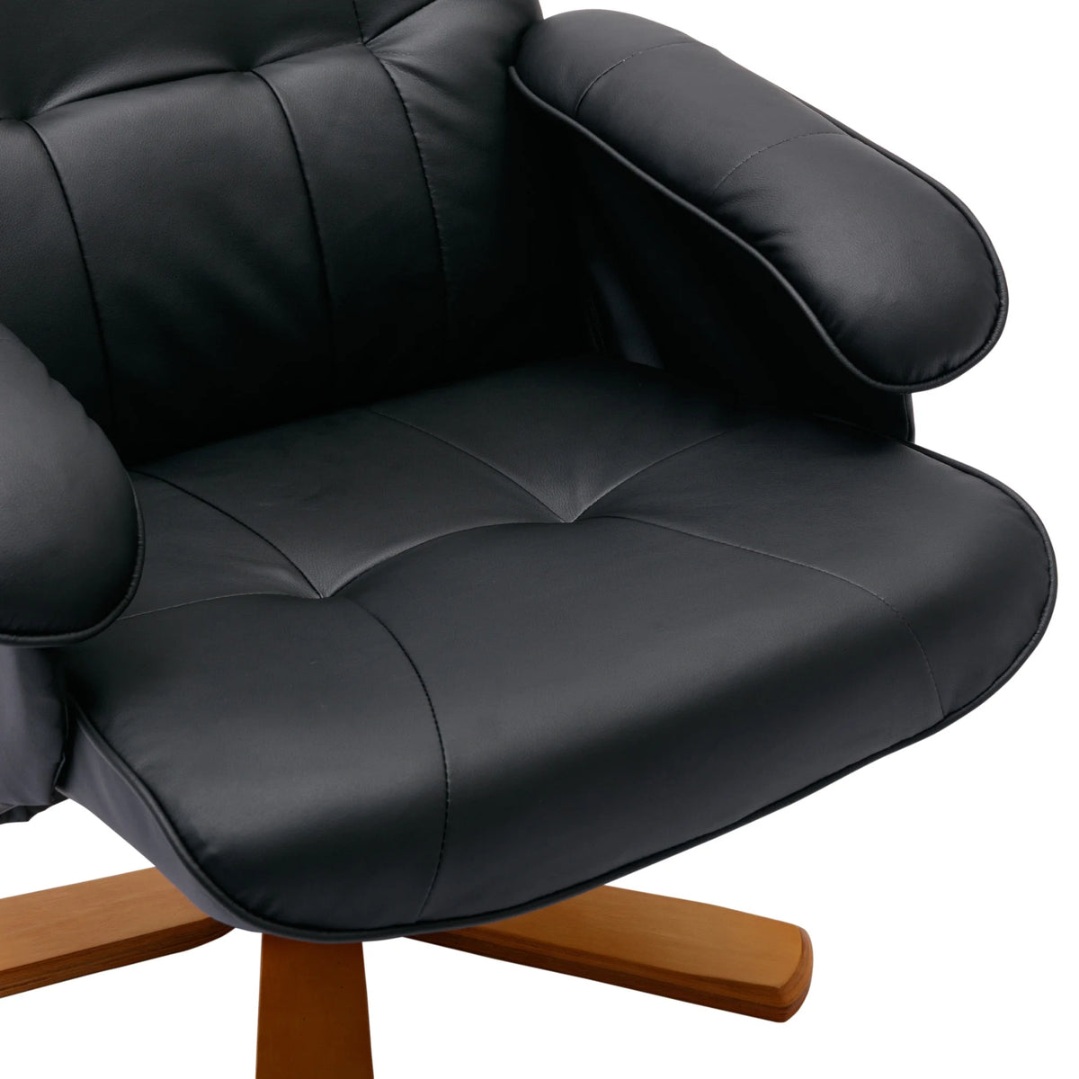 Beige Faux Leather Swivel Recliner Chair with Ottoman O16409