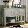 Dark Brown Console Sofa Table with Storage Drawers and Bottom Shelf I6837