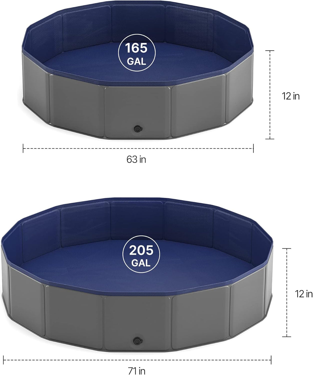 Portable Dog Pool, Foldable Pet Swimming Pool, 71 x 12 Inches Pack of 2 M621