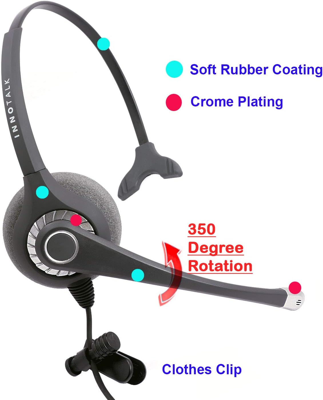 Headset with Quick Disconnect RJ9 Headset Adapter B9042