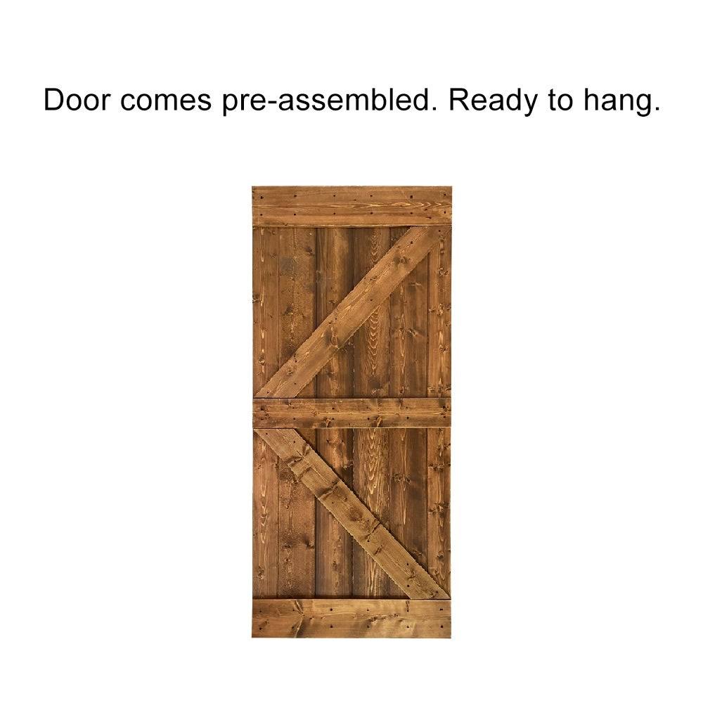 Charcoal Black Stained Wood Interior Sliding Barn Door with Hardware Kit I867