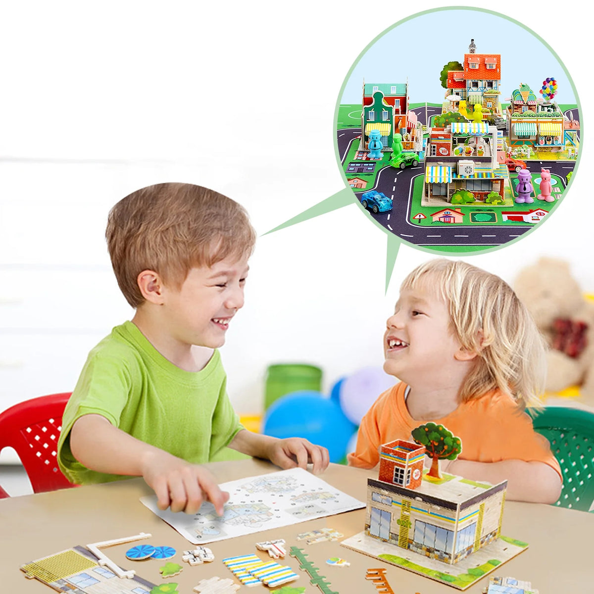 Building Blocks Set with 5 Toy Cars N4777