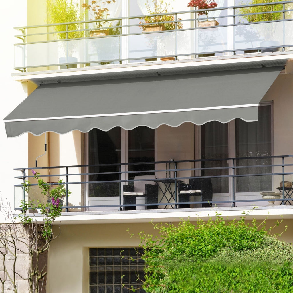 Beige Retractable Patio Awning Sun Shade Cover Q31058