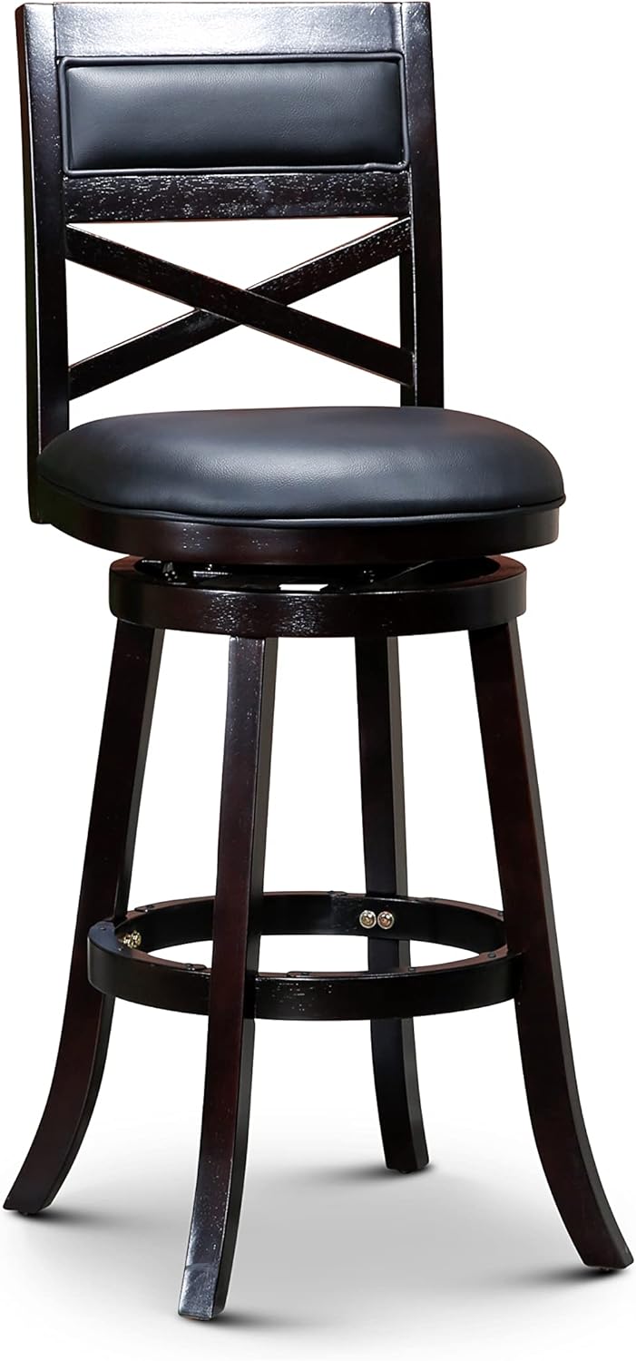 Black Leather Seat Swivel Stool, 24” Counter Height B5961