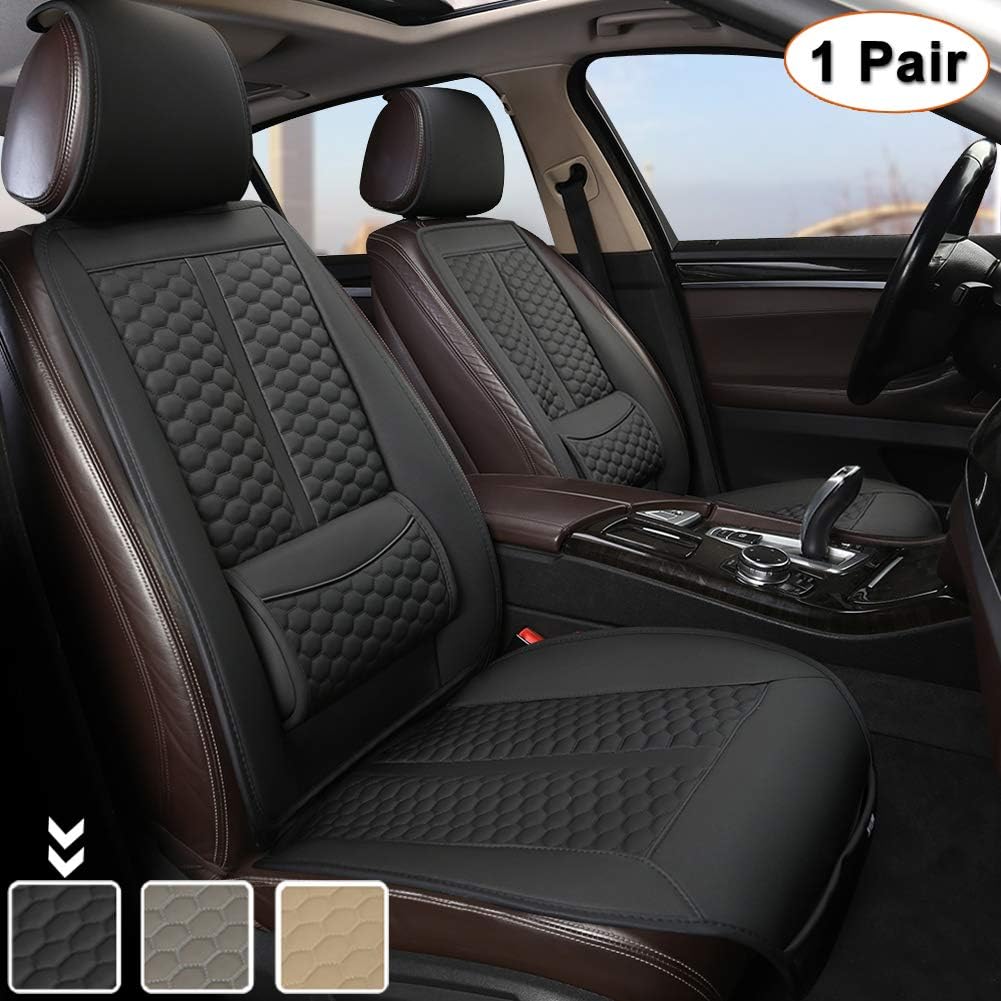 Beige Sideless Car Seat Covers with Lumbar Support and Headrest Cover M979