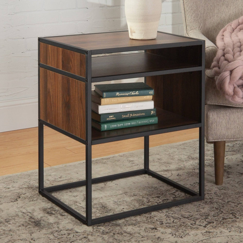 Dark Walnut Open-Shelf Side Table D72396