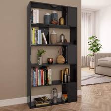 High Gloss Black Book Cabinet Room Divider Chipboard N447
