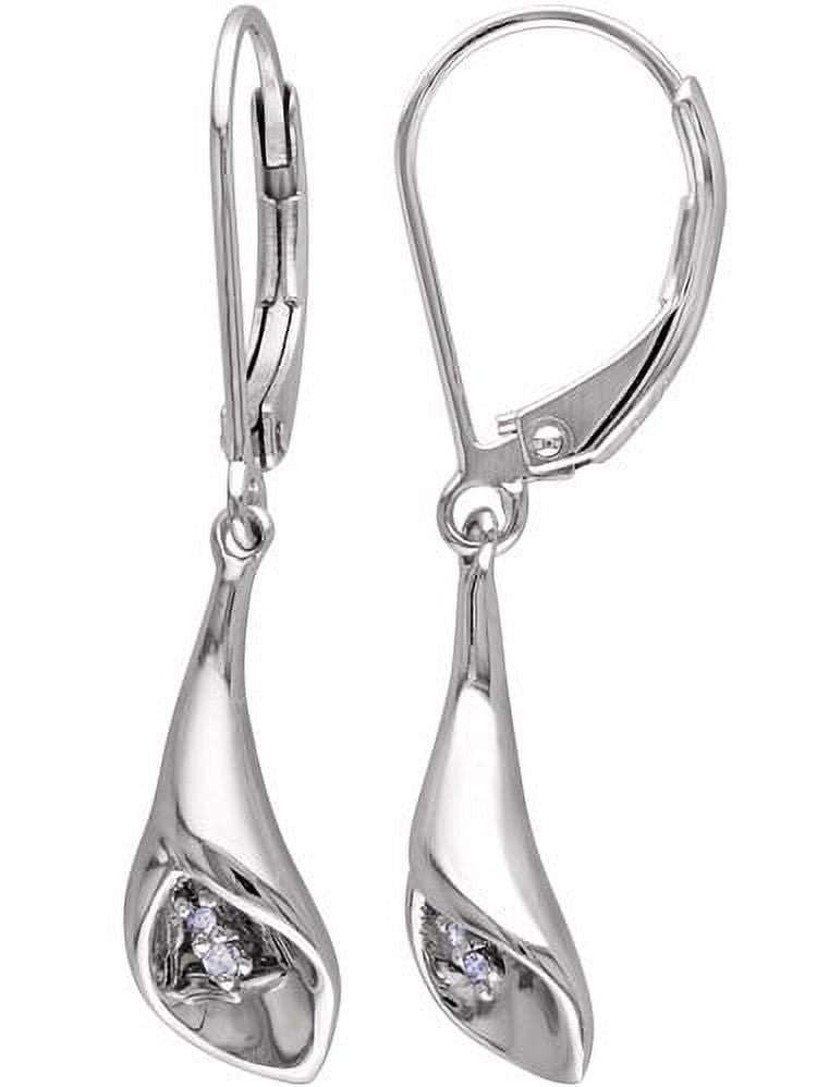 Sterling Silver Leverback Calla Lily Flower Earrings W602140