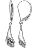 Sterling Silver Leverback Calla Lily Flower Earrings W602140