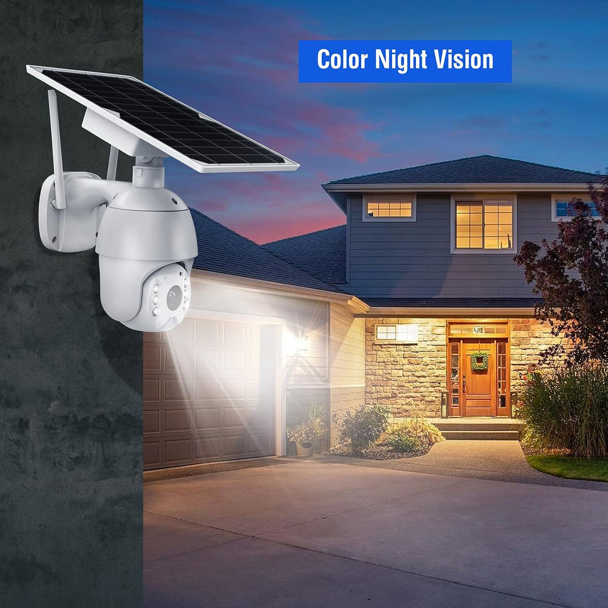 1080P Wireless WiFi PTZ Solar Security Camera with Color Night Vision H183