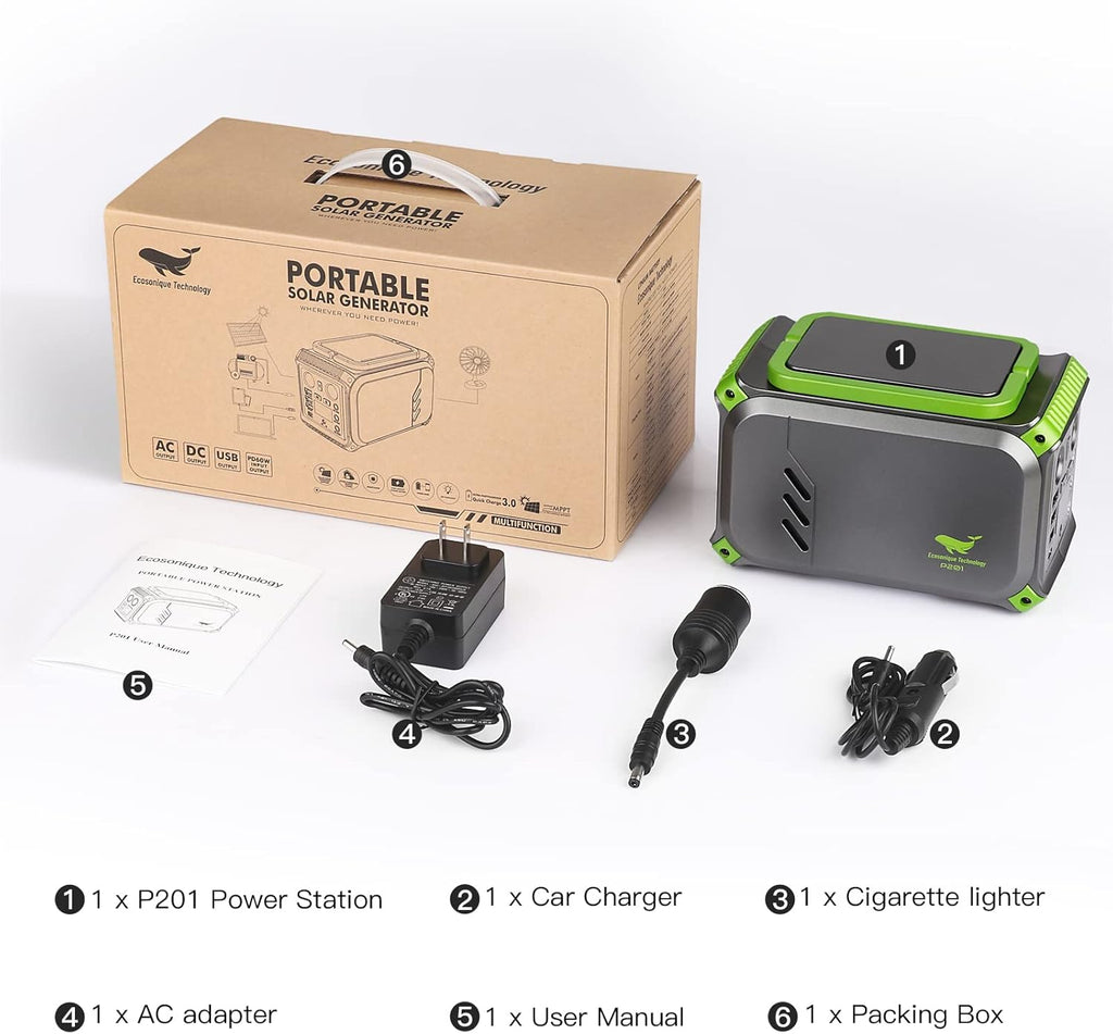 200W Solar Powered Generator with 110V AC Outlet H350
