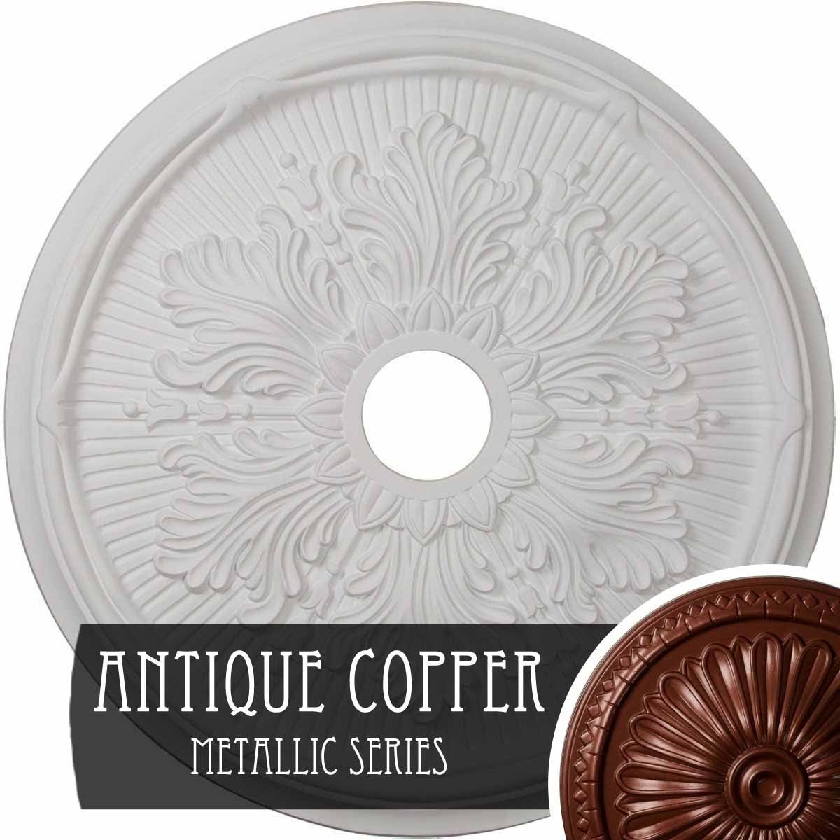 23 3/4x22OD x 3 5/8x22ID x 1 7/8x22P Hand-Painted Rubbed Bronze Ceiling Medallion N171