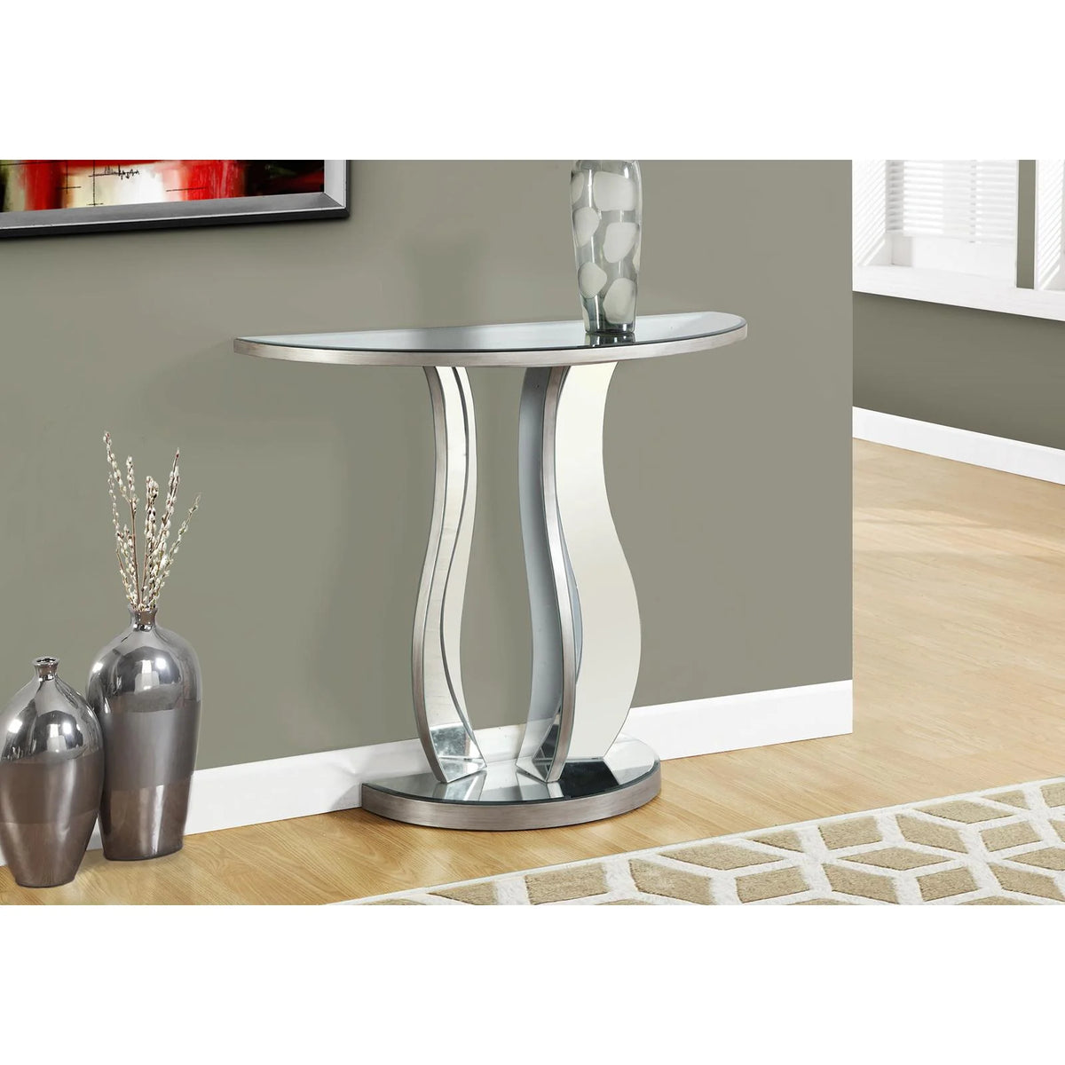 Grey Accent Table Console Mirror U735