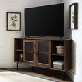 Dark Walnut Glass Door Corner TV Console X898980