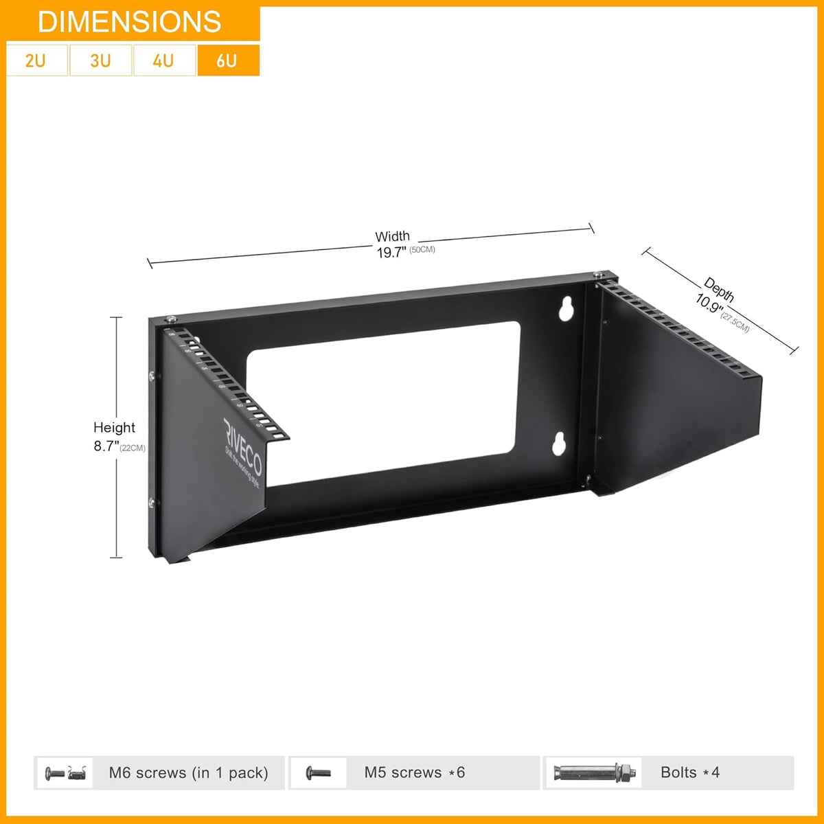 6U Wall Mount Rack for 19 inches IT Equipment, Pack of 2 O6511