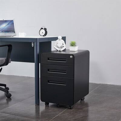 Black 3 Drawer Mobile Filing Cabinet R69792
