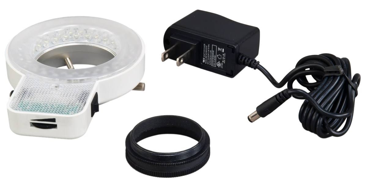 Trinocular Zoom Stereo Microscope with 0.5X Auxiliary Lens and 56 LED Ring Light B24133