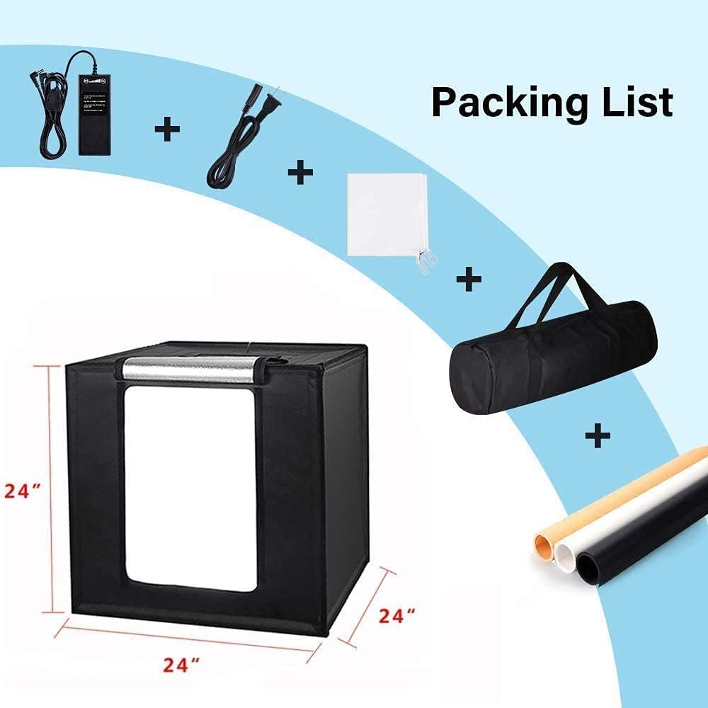 24 x 24 Inch Portable Photo Studio Light Box with LED Lights and 6 Color Backdrops H3594