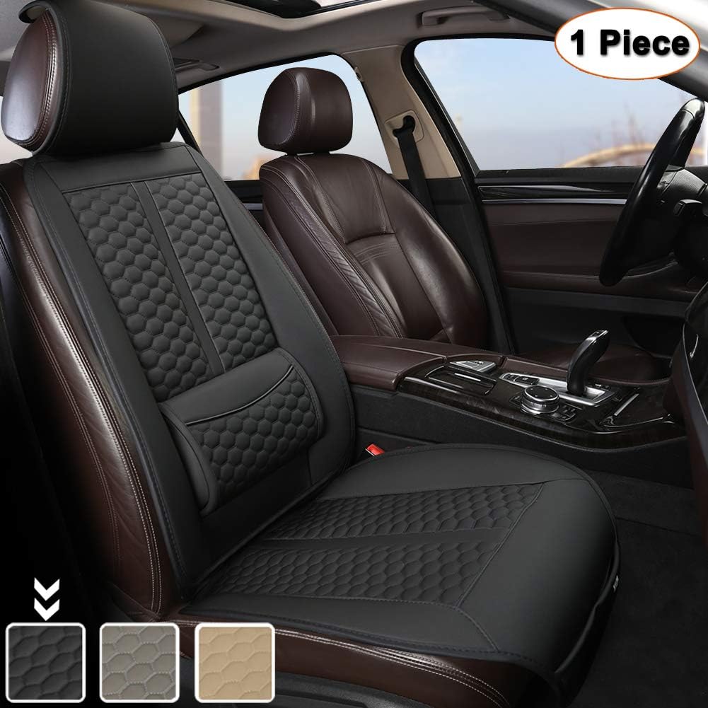 Beige Sideless Car Seat Covers with Lumbar Support and Headrest Cover M979