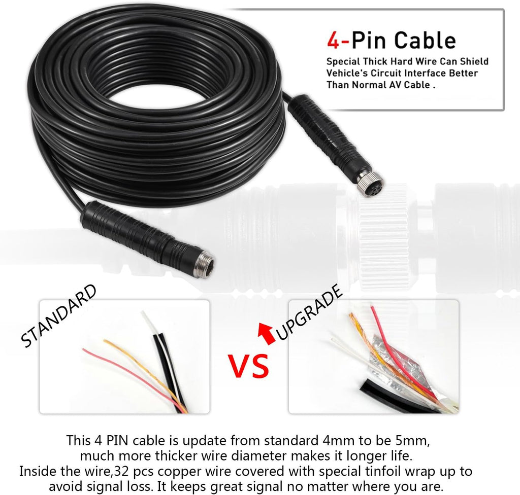 Heavy Duty Waterproof Backup Camera System with 7 inch Monitor and 66ft Cable M2014