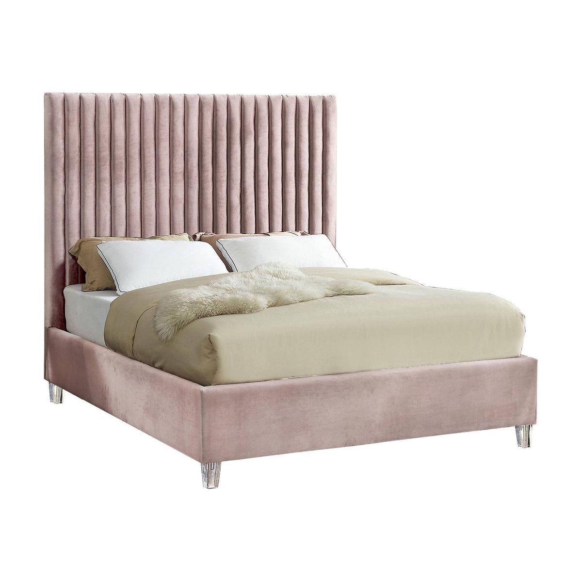 Pink Velvet Twin Bed A733