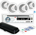 Marine Stereo Receiver Speaker Kit with 6.5” Waterproof Speakers (4) and Remote Control J719