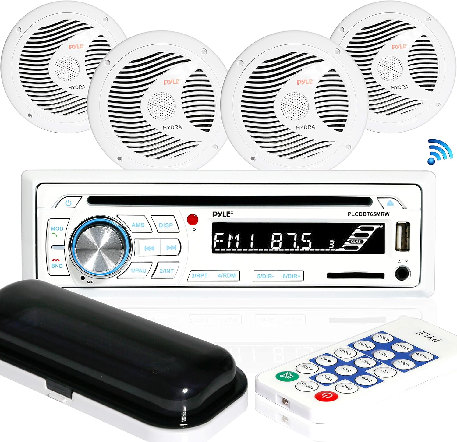 Marine Stereo Receiver Speaker Kit with 6.5” Waterproof Speakers (4) and Remote Control J719