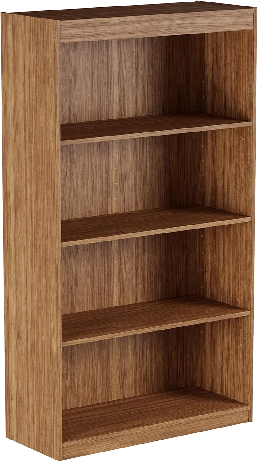 Brown Woodgrain 4-Shelf Bookcase N220