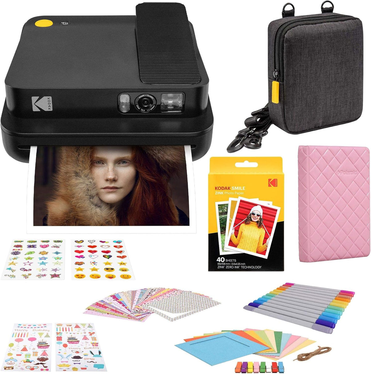 Black Digital Instant Camera for Zink Photo Paper J6039