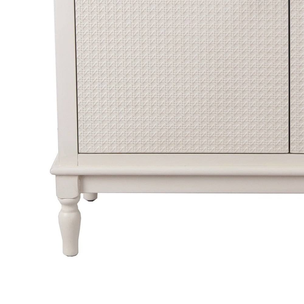 White Wooden Cabinet with Tray Top and Turned Legs Y163