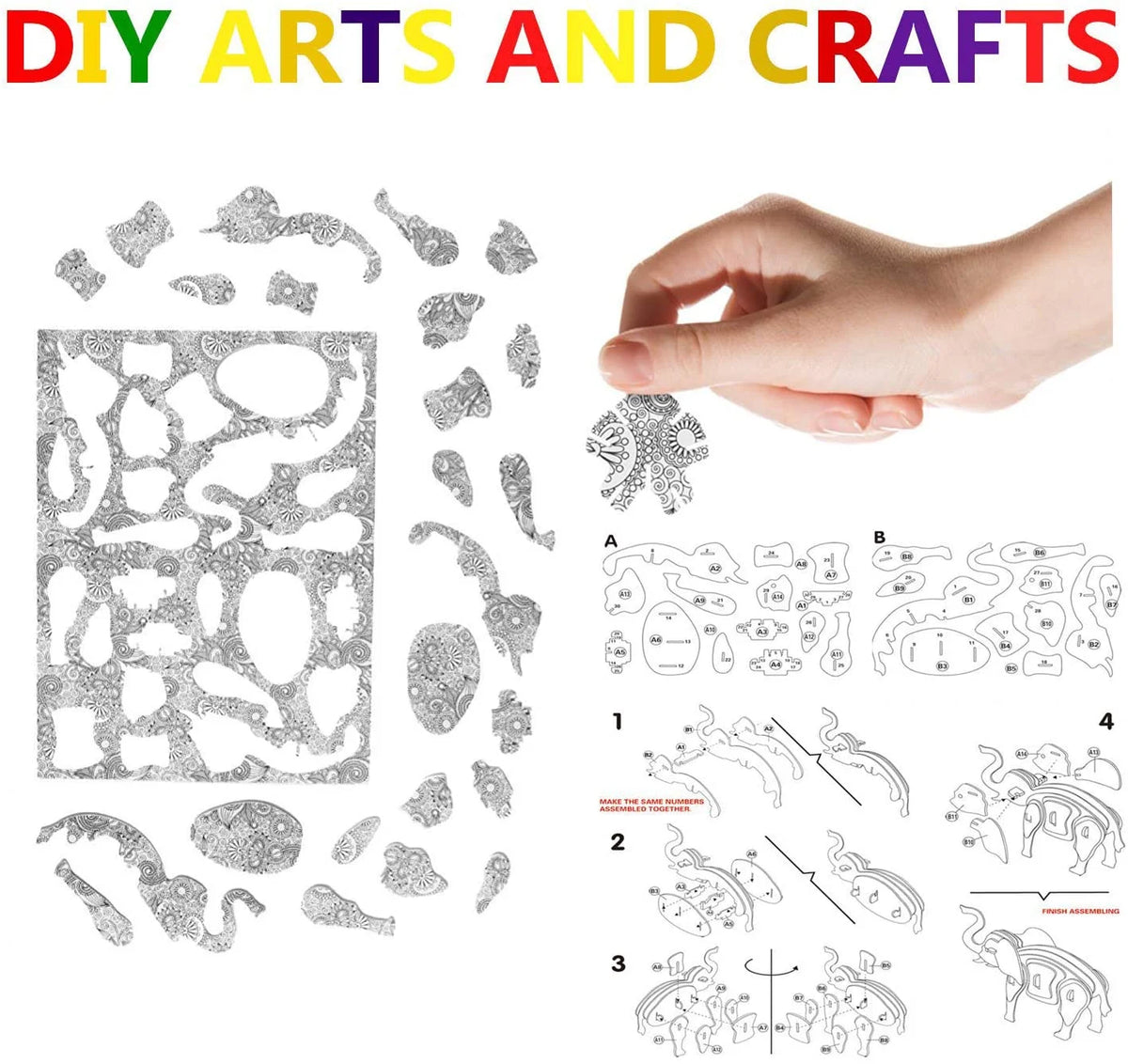 3D Coloring Puzzle Set with 24 Pen Arts and Crafts Kit E543731
