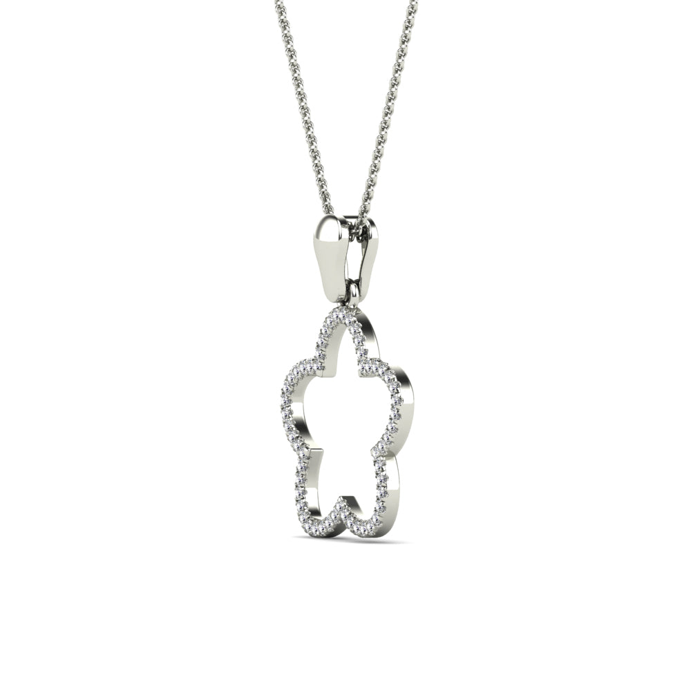 10K White Gold Diamond Clover Pendant Necklace Y135350