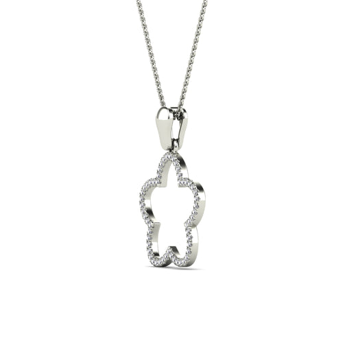 10K White Gold Diamond Clover Pendant Necklace Y135350