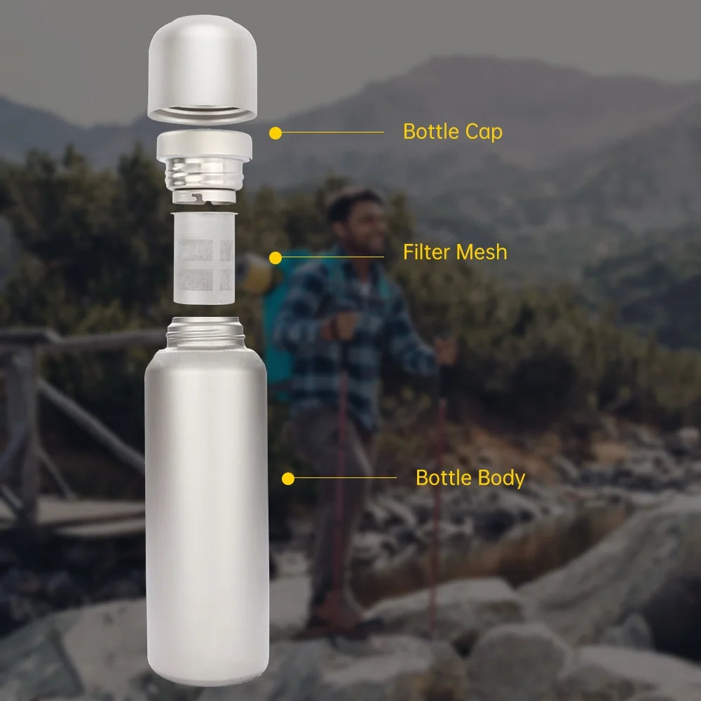 1.5L Titanium Water Bottle with Strainer and Sleeve O921