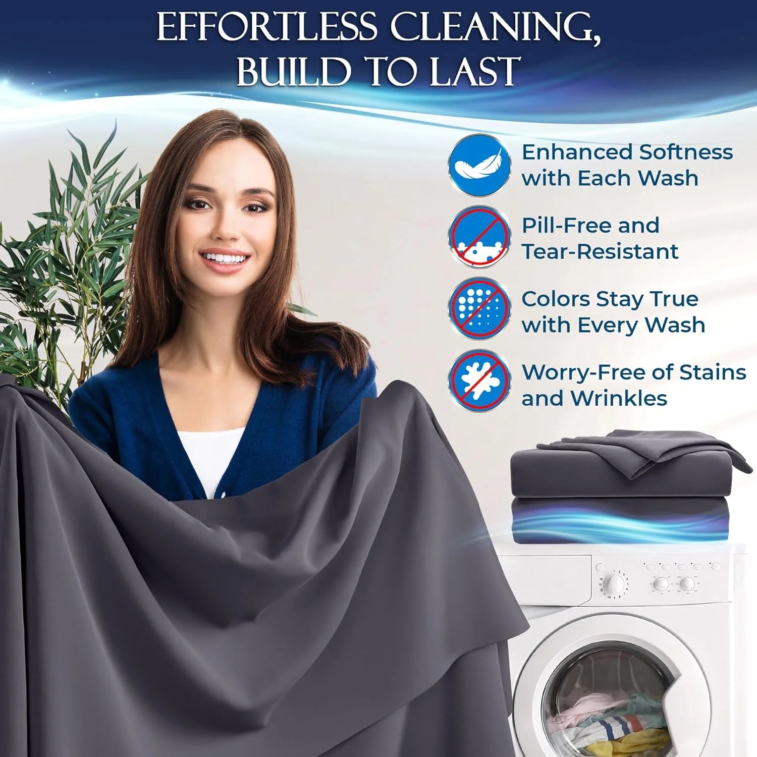 Cooling Viscose Microfiber Bed Sheets Set 4pcs U583594