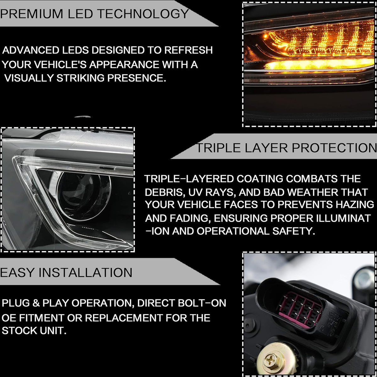Headlight Assembly for Volkswagen JETTA 2012-2018 with DRL Sequential Turn Signal Full LED U78893