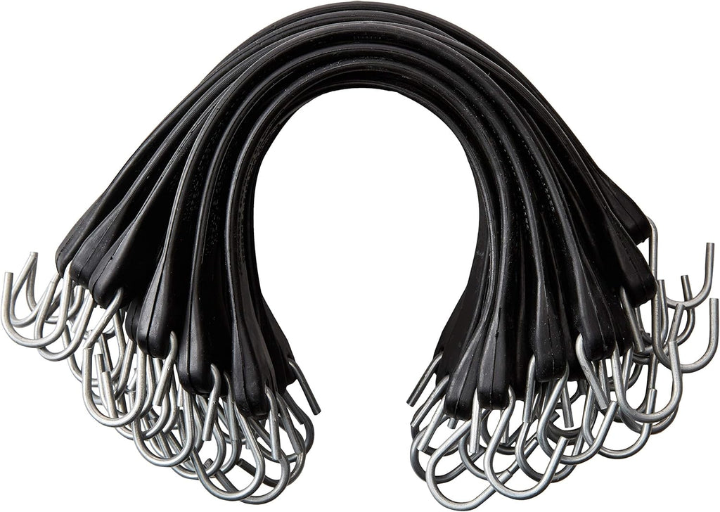 15" Rubber Bungee Cords with Hooks, Pack of 25 Q73145