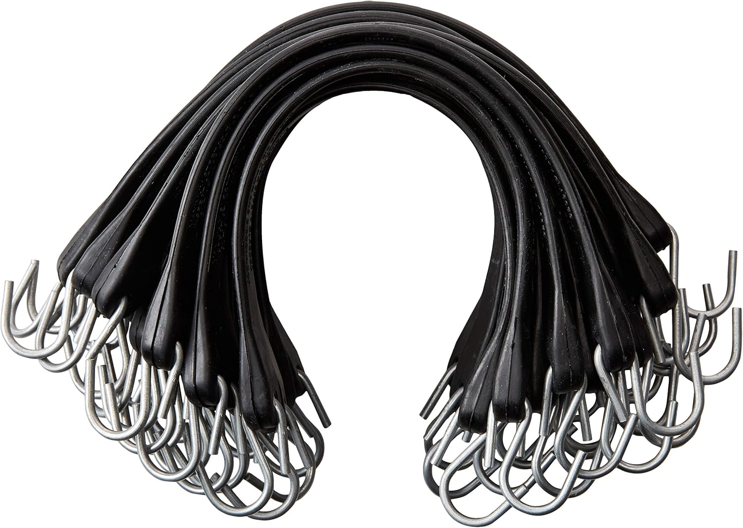 15" Rubber Bungee Cords with Hooks, Pack of 25 Q73145