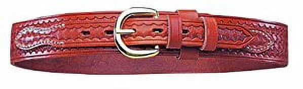 Tan Basketweave Belt with Brass Buckle I62247