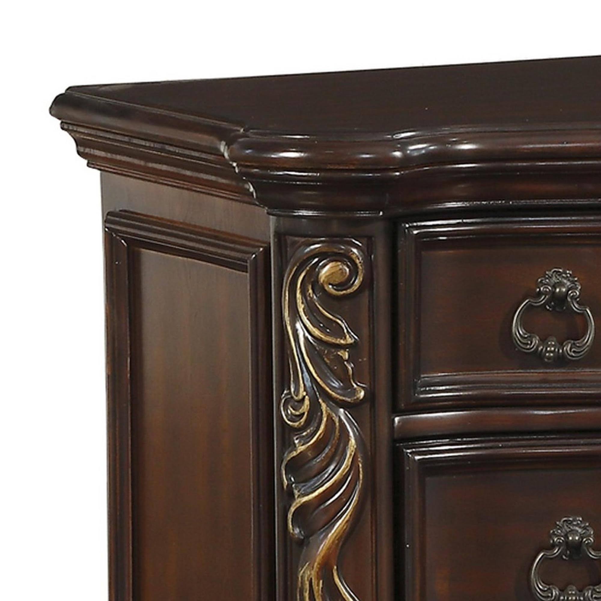 3 Drawer Cherry Brown Nightstand J381095