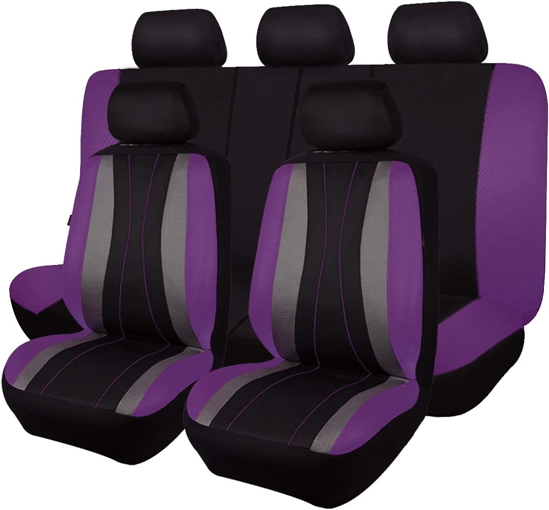 Faux Leather Mesh Car Seat Covers Full Set K114
