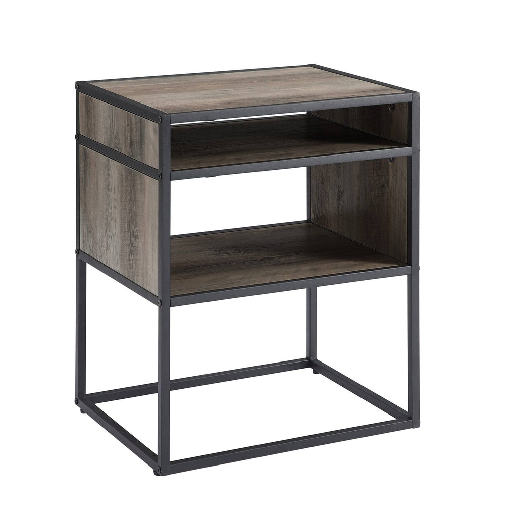 Dark Walnut Open-Shelf Side Table D72396