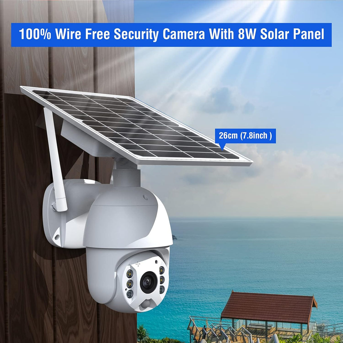 1080P Wireless WiFi PTZ Solar Security Camera with Color Night Vision H183
